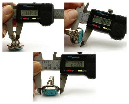 Navajo Ring .925 Silver Blue Turquoise Native American Artist C.1980's