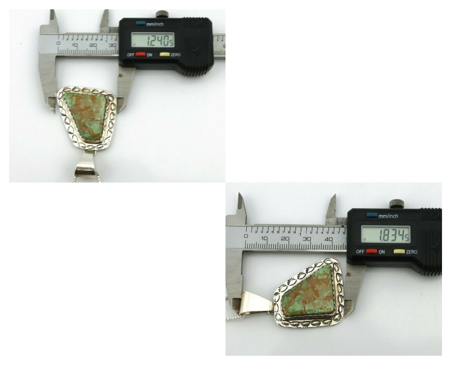 Navajo Pendant .925 Silver Blue Green Turquoise Native Artist C.80's