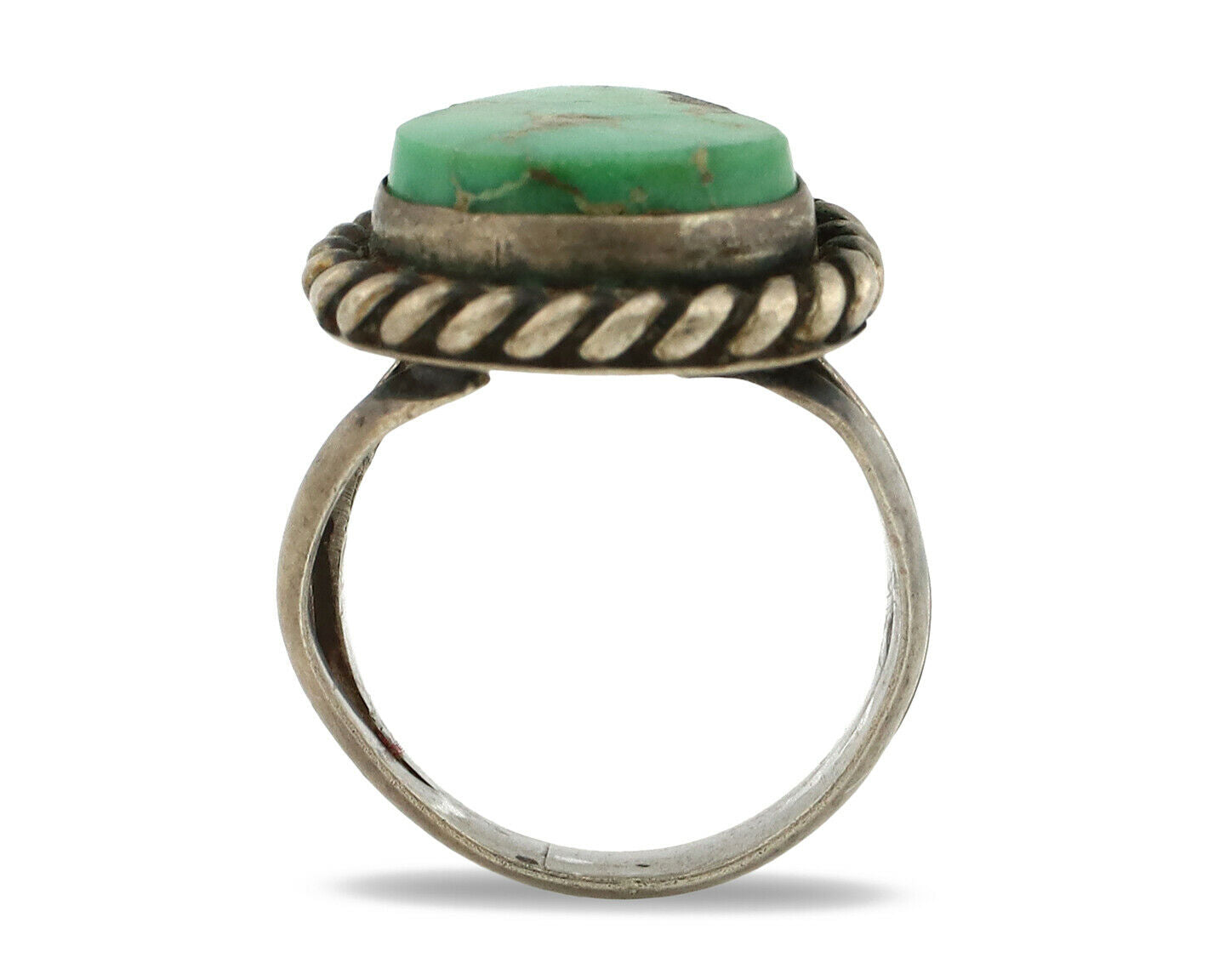 Navajo Ring .925 Silver Kingman Turquoise Native C.1980's Size 3.5
