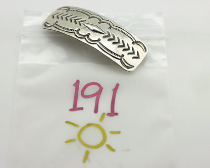 Navajo Hair Clip Barrette .925 Silver Hand Stamped Artist Signed Harold Tom C80s