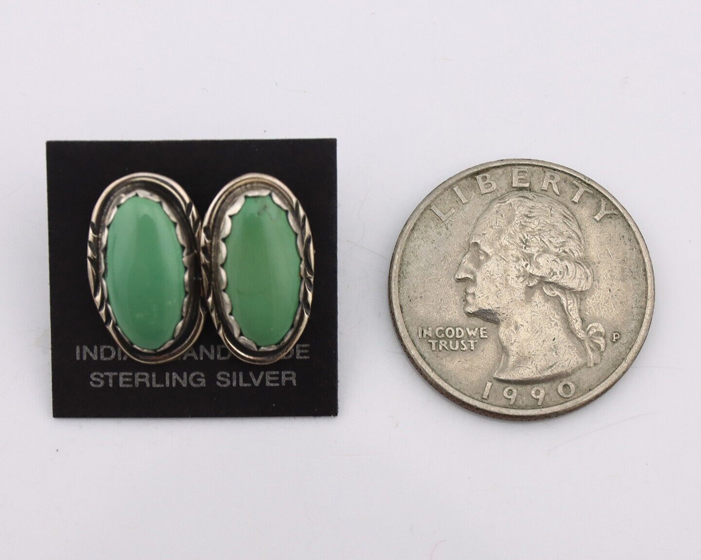 Navajo Earrings 925 Silver Manassas Turquoise Native American Artist C.90's