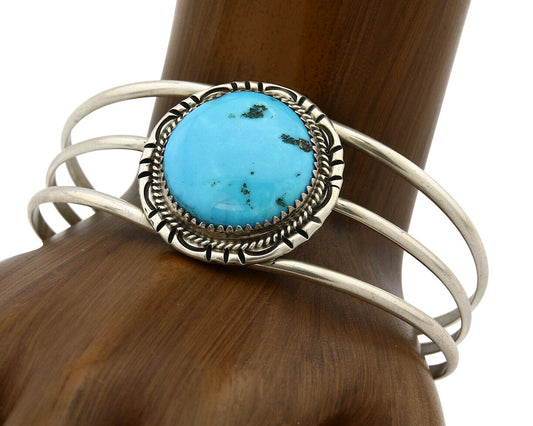 Navajo Bracelet .925 Silver Turquoise Mountain Native Cuff C.80's