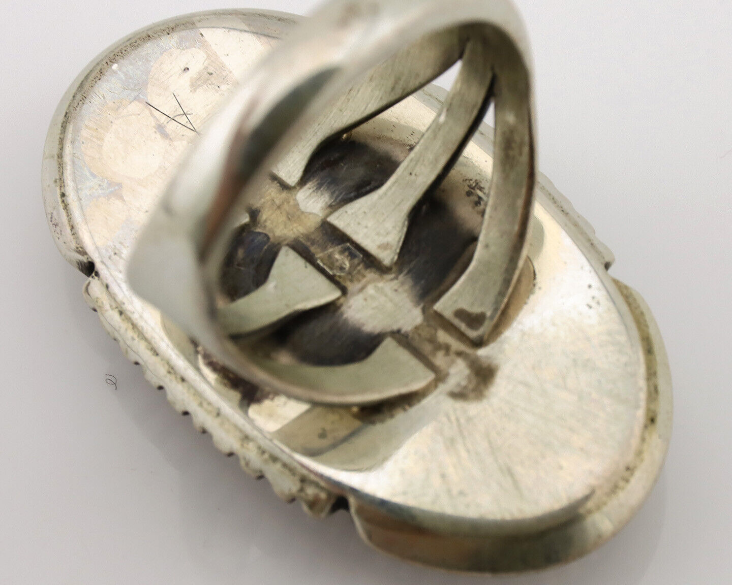 Navajo Ring .925 Silver Nevada Turquoise Native American Artist C.1980's
