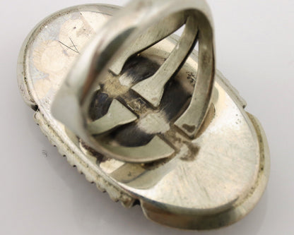 Navajo Ring .925 Silver Nevada Turquoise Native American Artist C.1980's