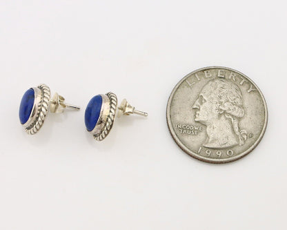 Navajo Earrings 925 Silver Natural Mined Lapis Native American Artist C80s