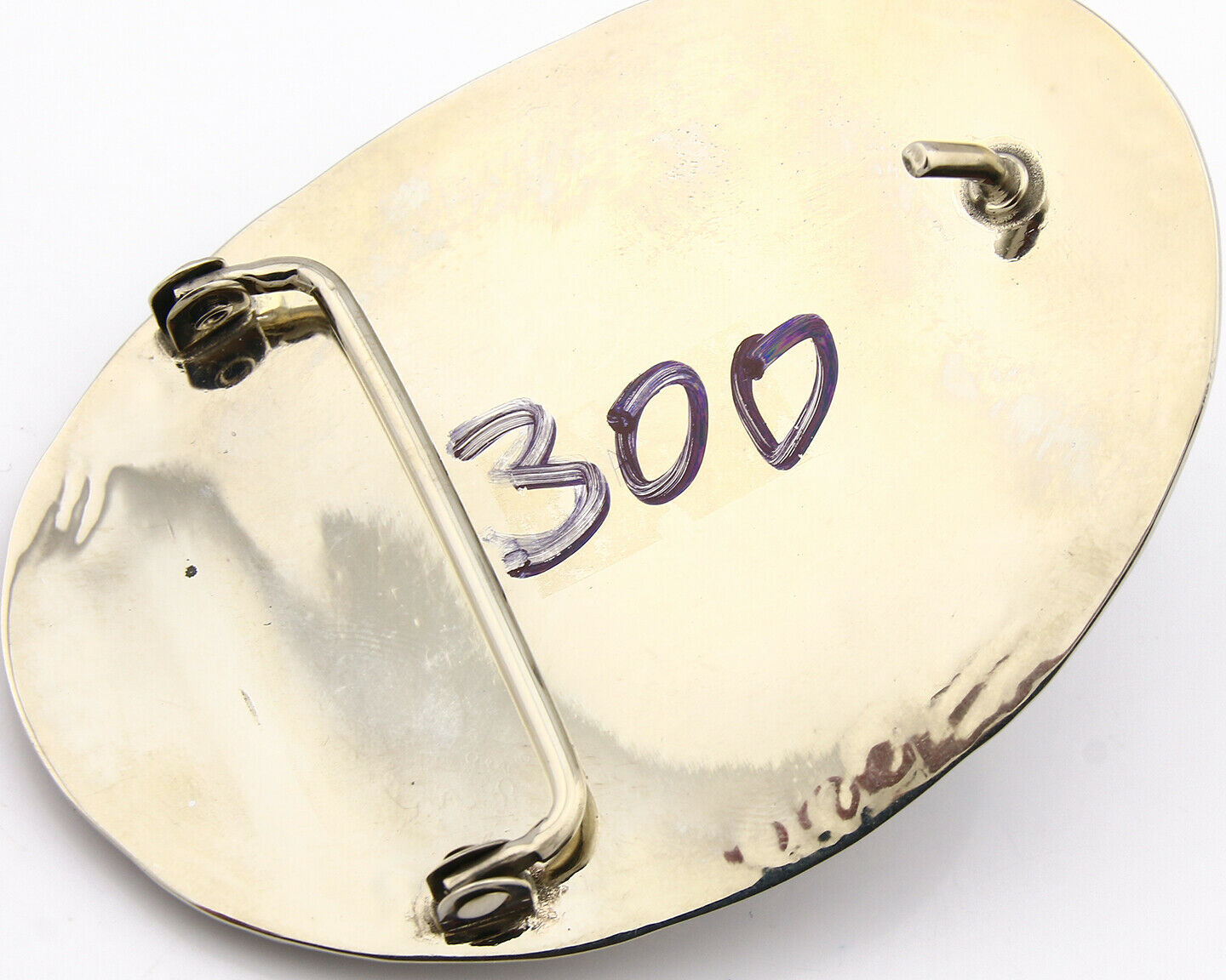 Navajo Belt Buckle .999 Nickle Silver Morenci Turquoise Native Artist C.80's