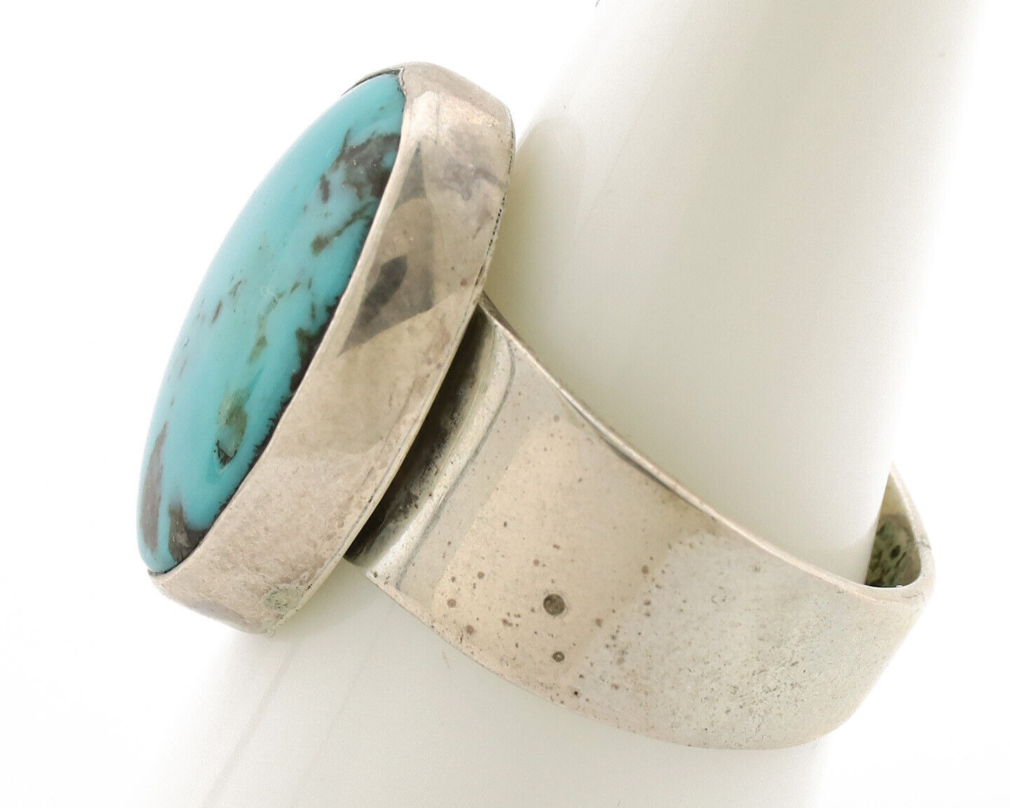 Navajo Ring .925 Silver Sleeping Beauty Turquoise Artist Signed C Montoya C.80's