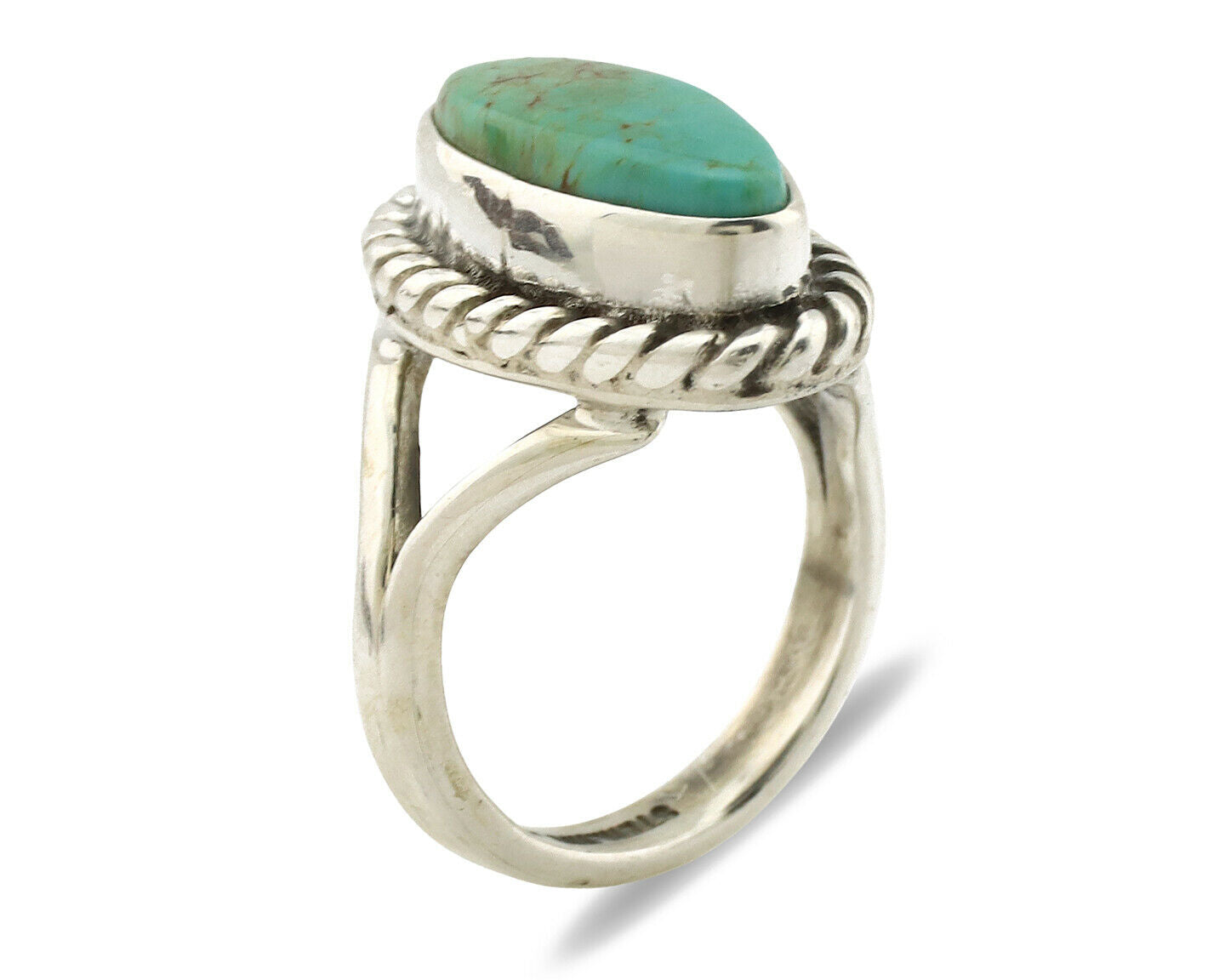 Navajo Ring .925 Silver Natural Mined Turquoise Artist Signed Gecko C.80's