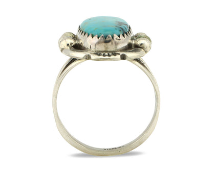 Navajo Ring .925 Silver Kingman Turquoise Artist Signed A C.1980's