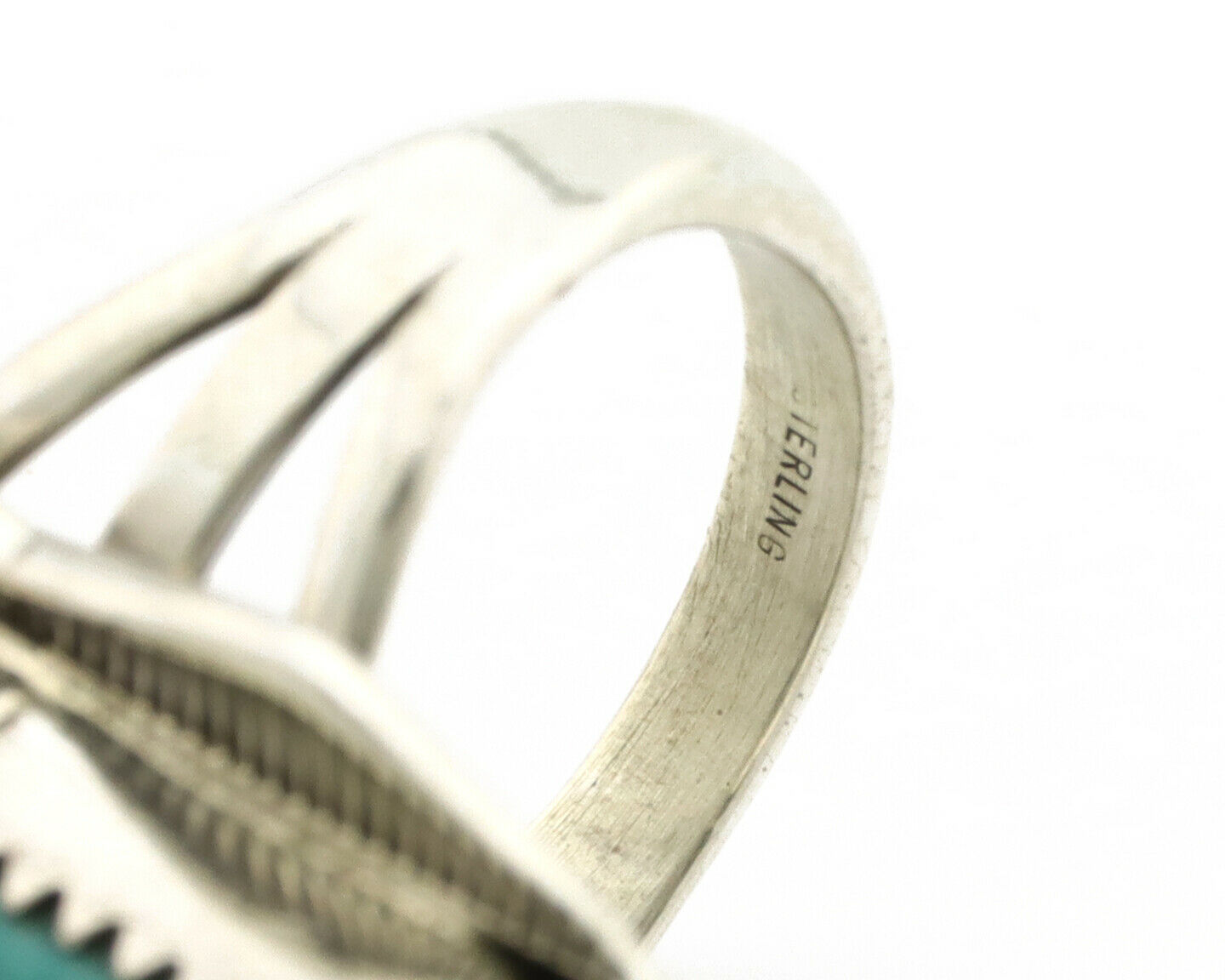 Navajo Ring .925 Silver Turquoise Mountain Artist Signed S C.80's