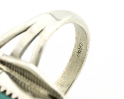 Navajo Ring .925 Silver Turquoise Mountain Artist Signed S C.80's