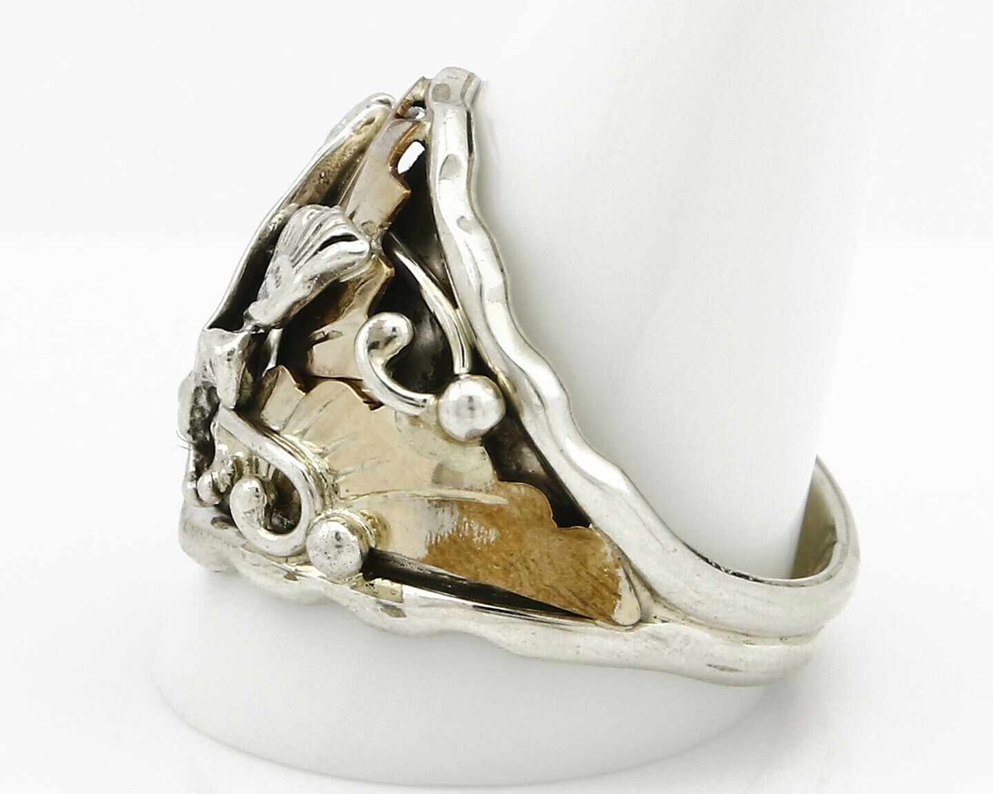 Navajo Eagle Ring .925 SOLID Silver & 12K GF Handmade Signed Artist S Circa 1980