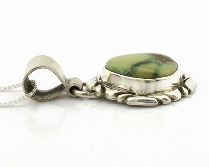 Navajo Necklace .925 Silver Damele Variscite Signed Sun C.1980's