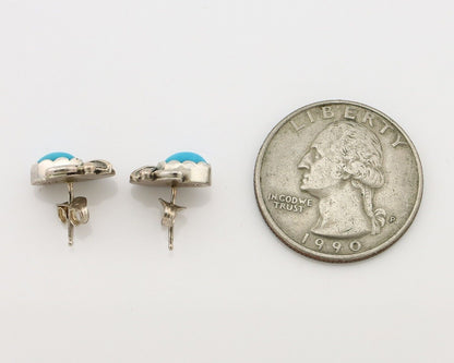 Navajo Earrings 925 Silver Natural Mined Turquoise Native American Artist C.80's
