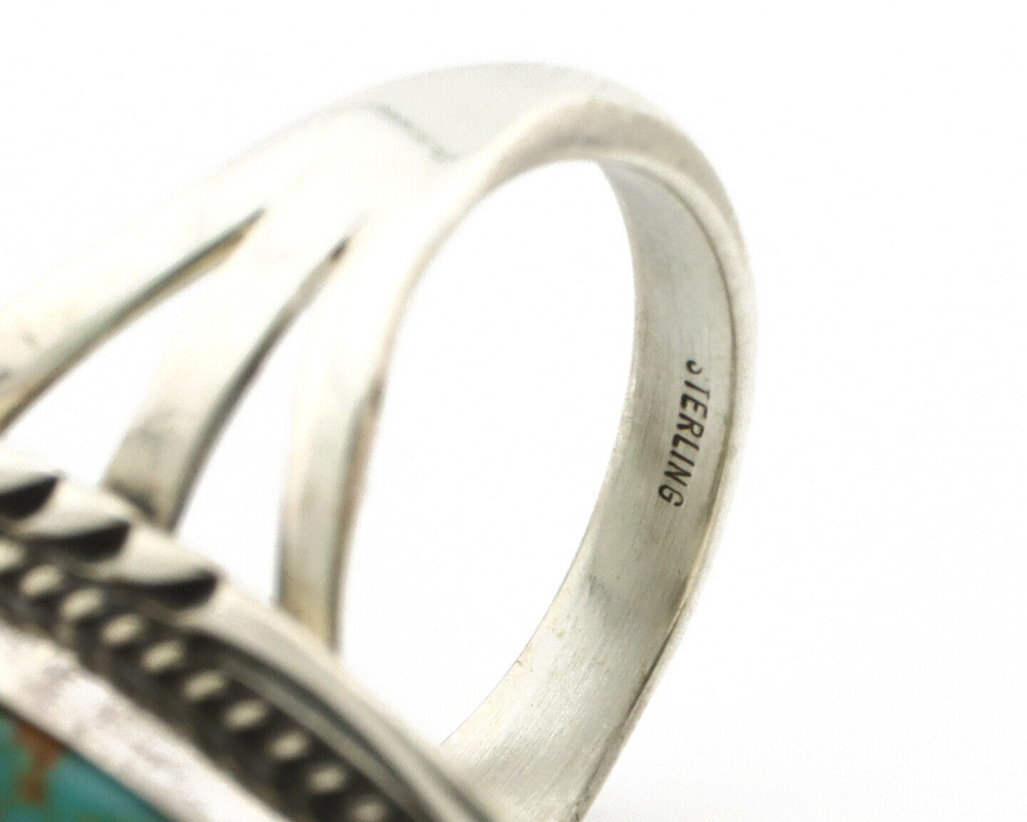 Navajo Ring .925 Silver Kingman Turquoise Native American Artist C.80's