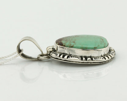Navajo Necklace .925 Silver Kingman Turquoise Signed Tepee C.1980's