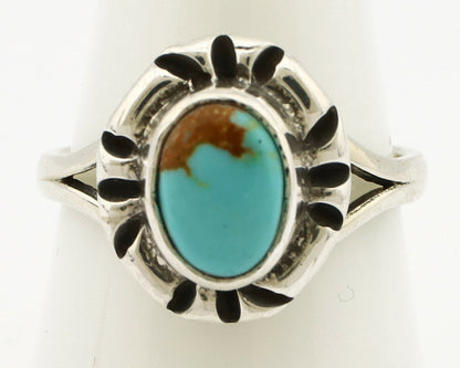 Navajo Ring .925 Silver Kingman Turquoise Artist Signed Gecko C.90's