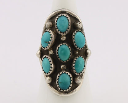 Navajo Ring .925 Silver Natural Blue Turquoise Artist Signed L Henderson C.80's