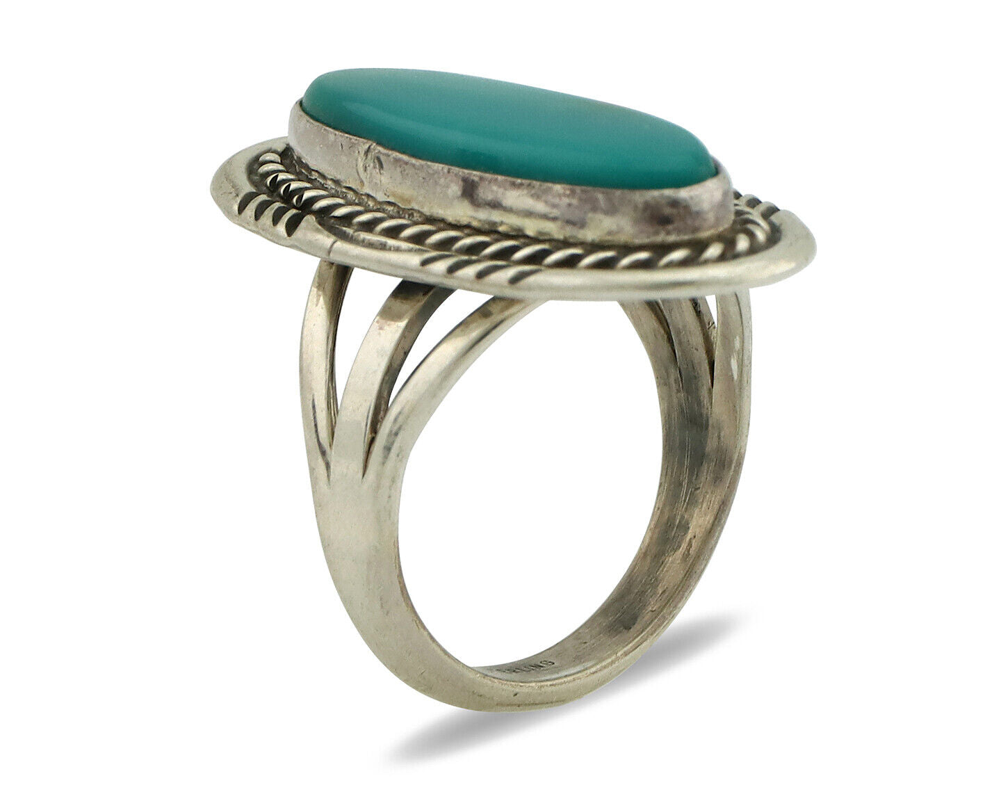 Navajo Ring 925 Silver Southwest Blue Turquoise Artist Signed Begay C.80's