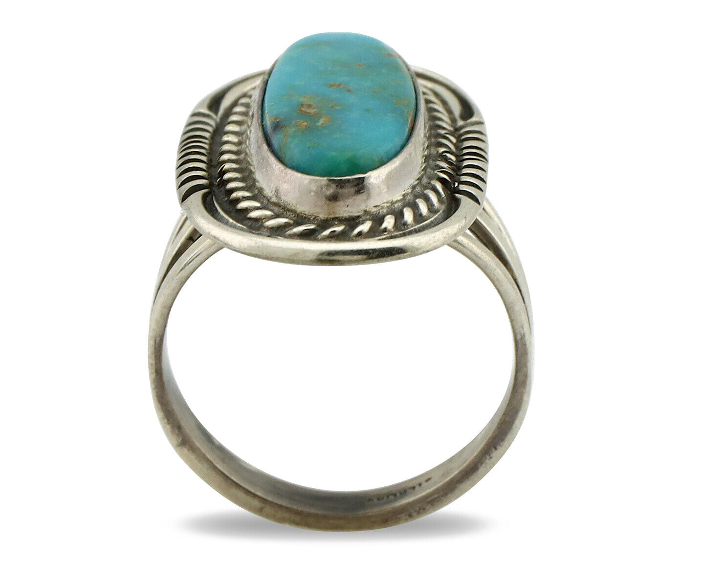 Navajo Ring 925 Silver Turquoise Mountain Artist Signed M Begay C.80's