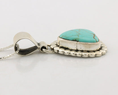 Navajo Necklace .925 Silver Kingman Turquoise Native American Signed C.1980's