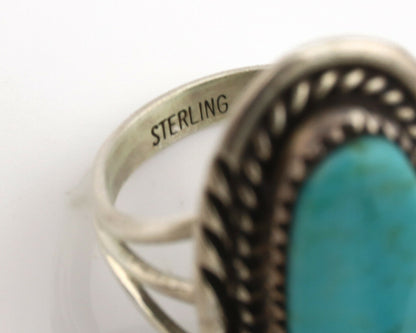 Navajo Ring .925 Silver Natural Blue Turquoise Artist Talhat C.1980's