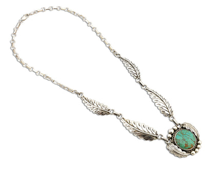 Navajo Necklace 925 Silver Kingman Turquoise Native Artist Signed C.80's