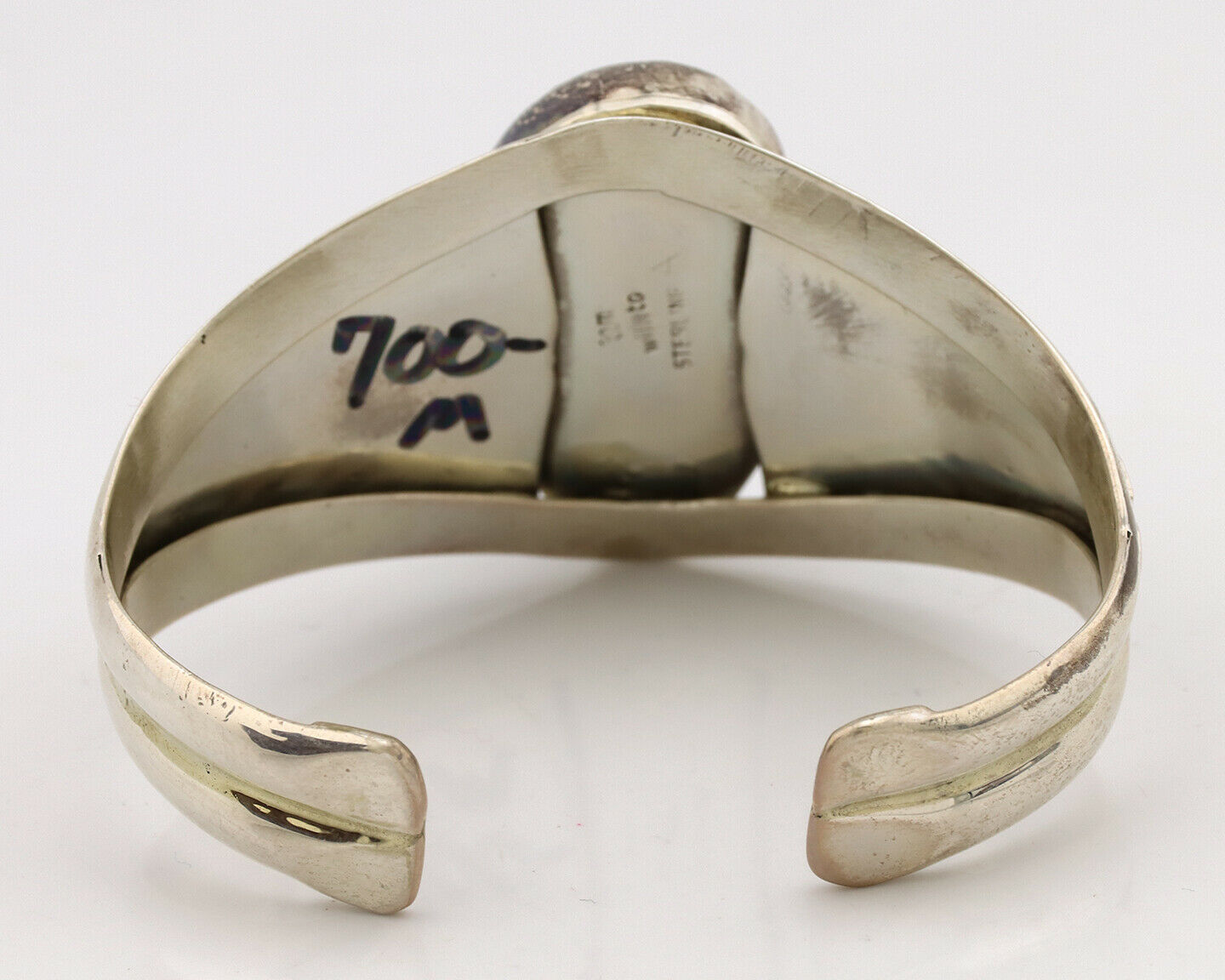 Navajo Cuff Bracelet .925 Silver Kingman Turquoise Artist Signed DC C.80's