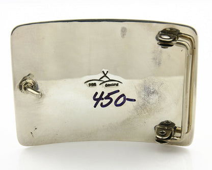 Navajo Belt Buckle .925 Silver Natural Turquoise Artist Signed Tipi C.80's