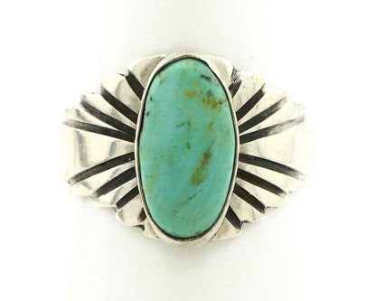 Navajo Ring .925 Silver Kingman Turquoise Artist Signed Apache C.80's