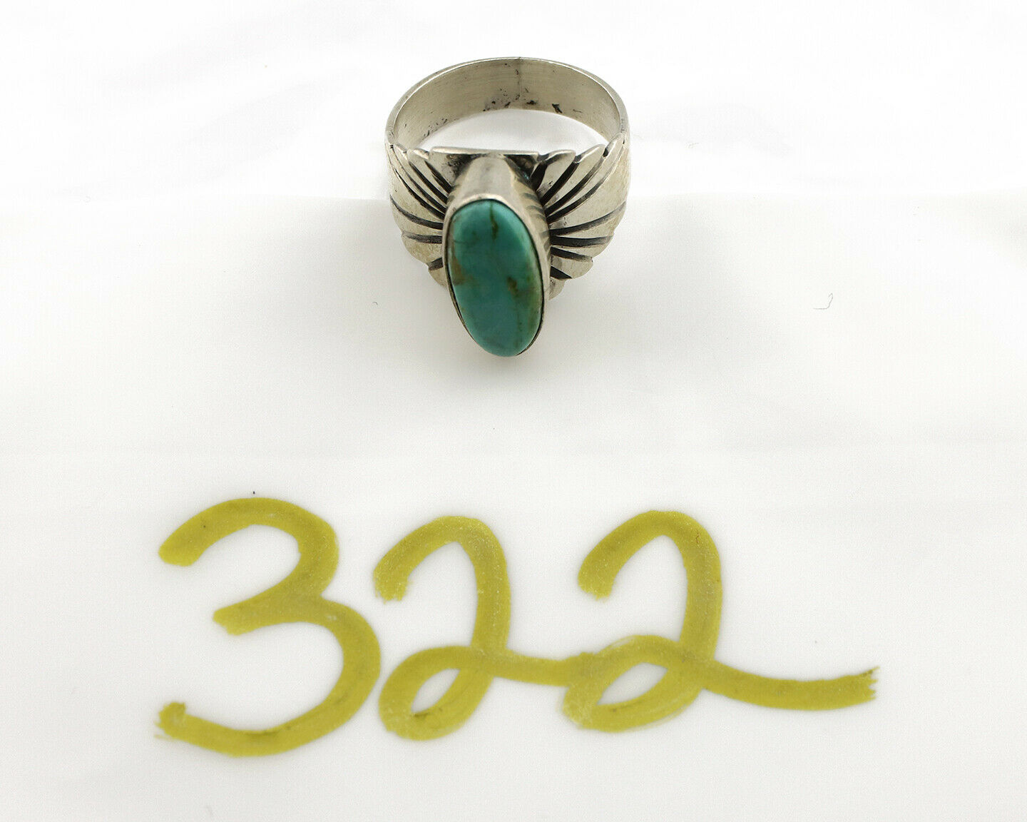 Navajo Ring .925 Silver Kingman Turquoise Artist Signed Apache C.80's