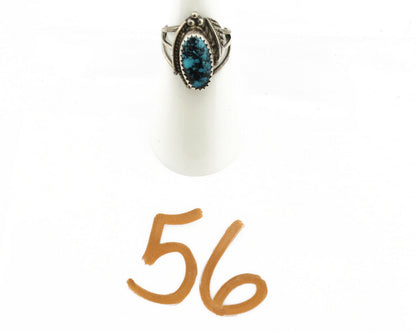Navajo Ring .925 Silver Spiderweb Turquoise Artist Signed S King C.1980's