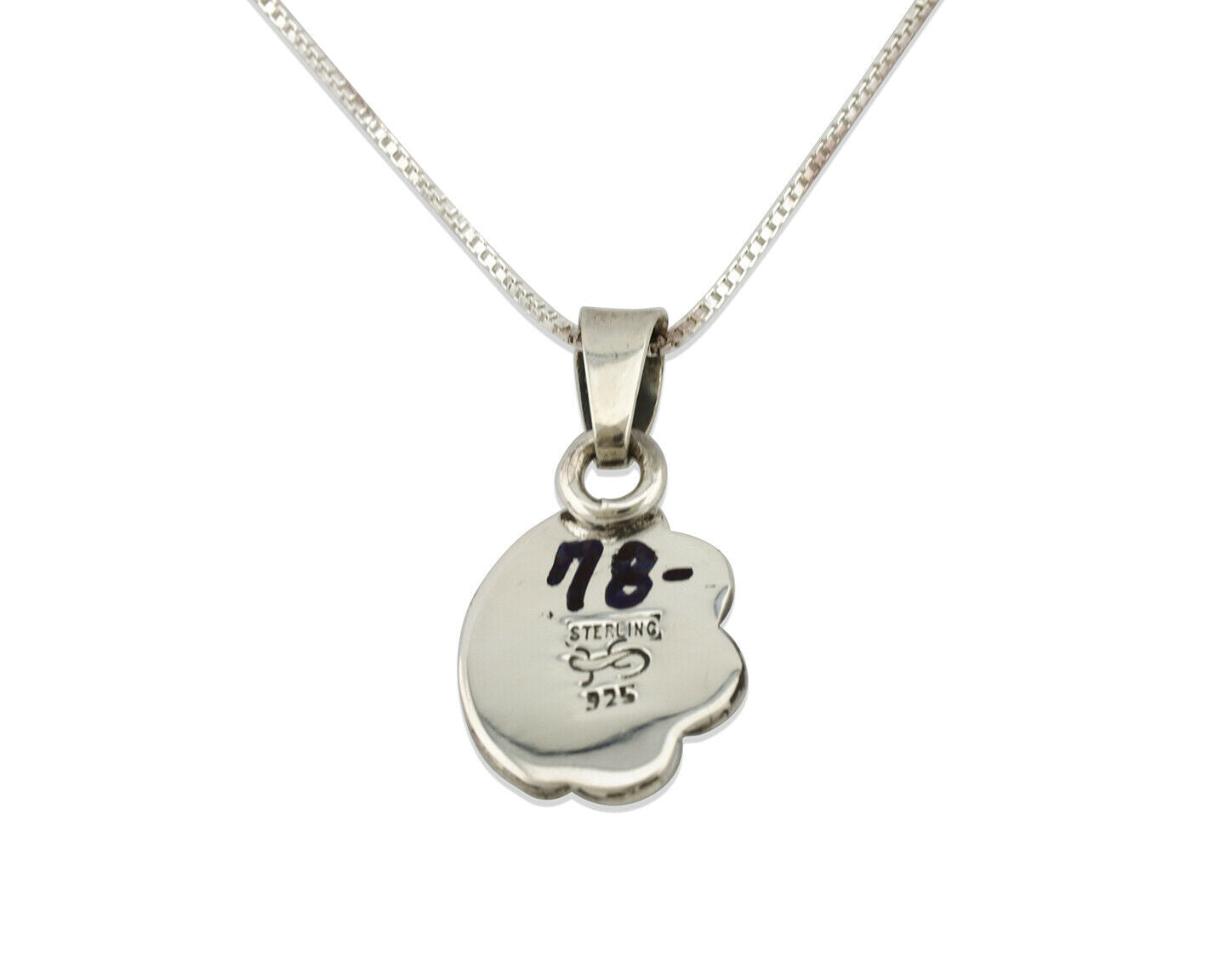 Navajo Kingman Turquoise Pendant .925 Silver Hand Stamped Signed Gecko C.80's