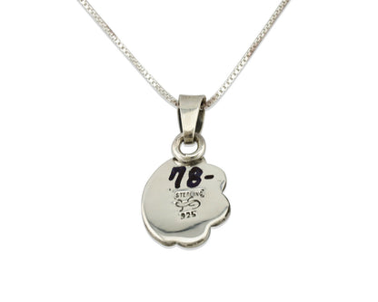 Navajo Kingman Turquoise Pendant .925 Silver Hand Stamped Signed Gecko C.80's