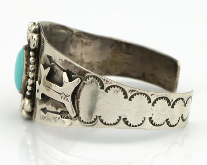 Women's Navajo .925 Silver Natural Turquoise Artist Signed GR C.80's