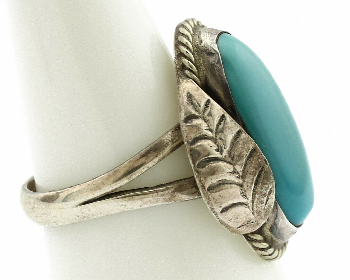 Navajo Ring .925 Silver Blue Turquoise Native American Artist C.1980's