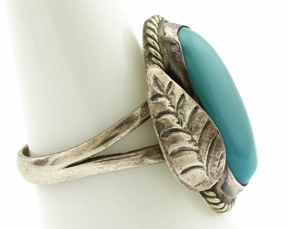 Navajo Ring .925 Silver Blue Turquoise Native American Artist C.1980's