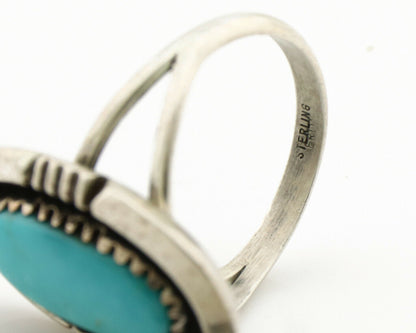 Navajo Ring .925 Silver Sleeping Beauty Turquoise Native American Artist C.1980s