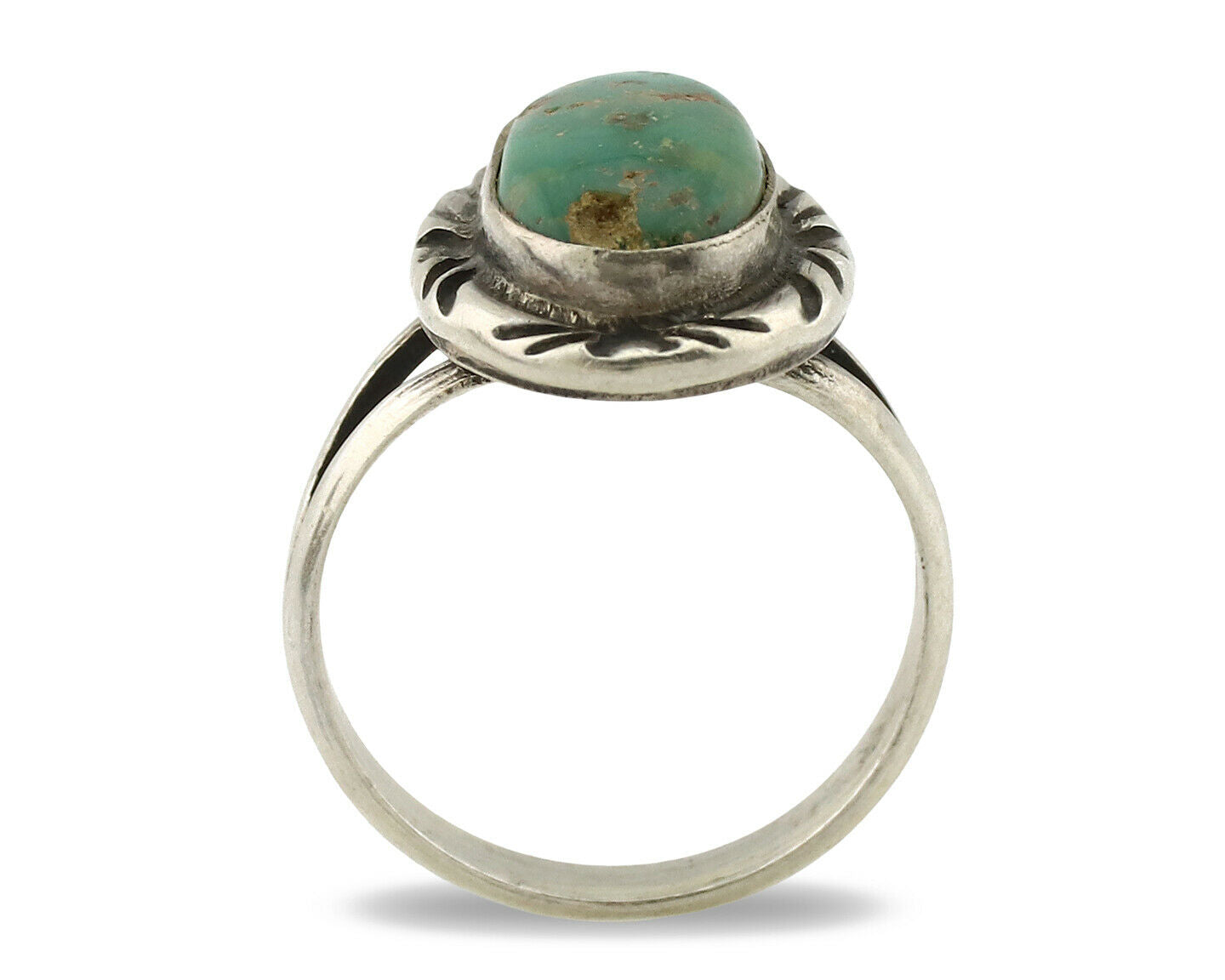 Navajo Ring .925 Silver Kingman Turquoise Native Artist Signed C.80's