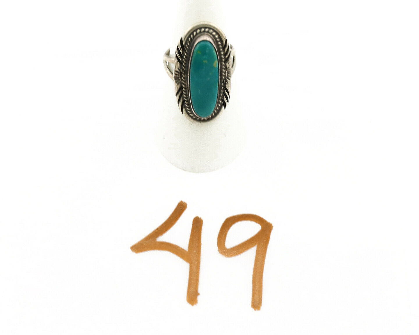Navajo Ring .925 Silver Nevada Turquoise Native American Artist C.1980's