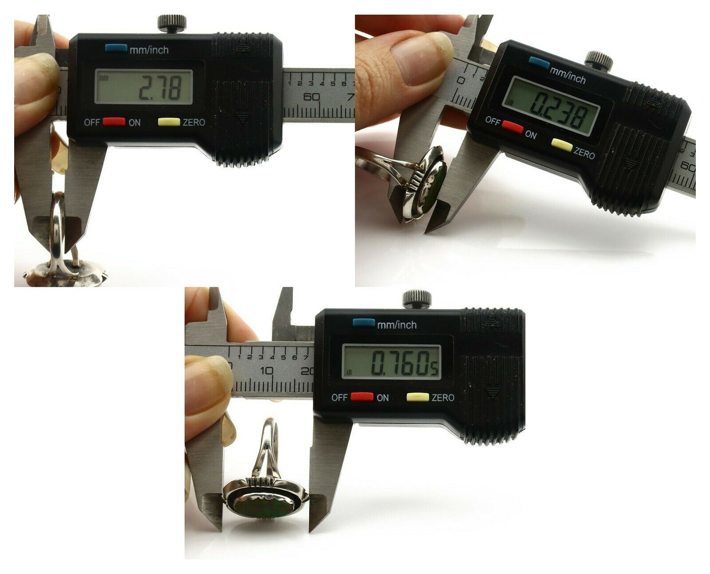 Navajo Ring .925 Silver Spiderweb Turquoise Handmade Native American Artist C80s