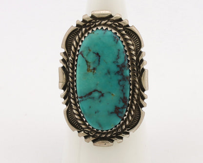 Navajo Ring .925 Silver Natural Blue Turquoise Artist Signed Spencer C.80's