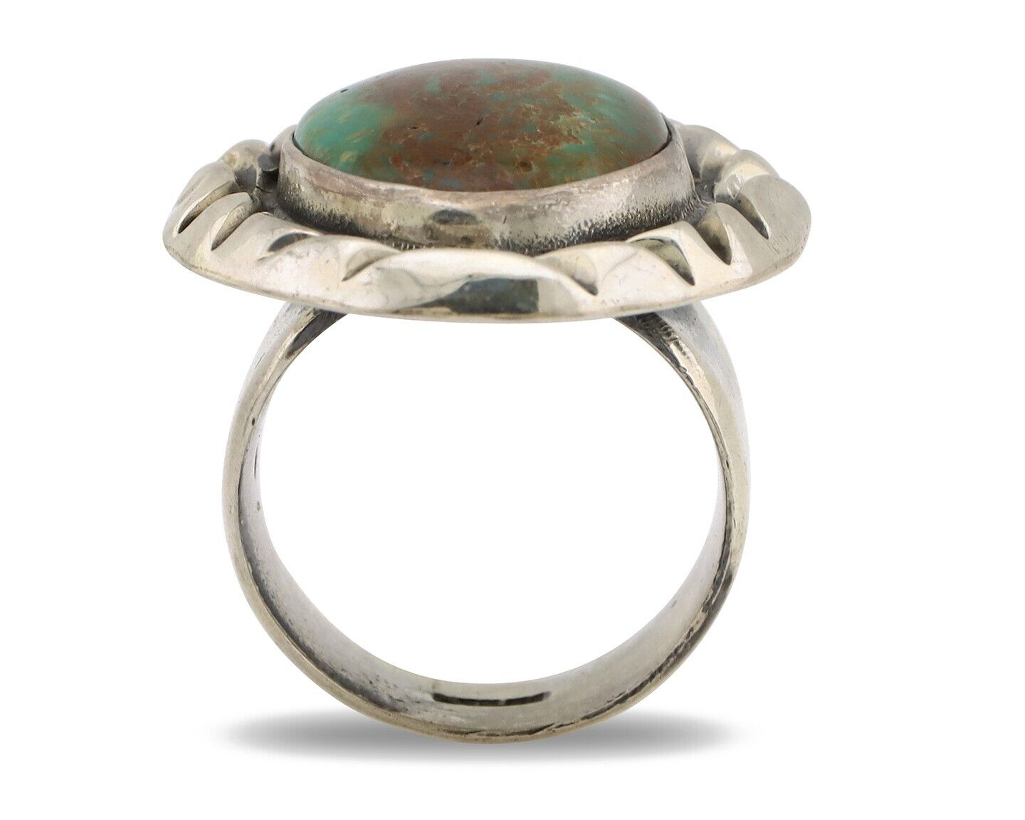 Navajo Ring 925 Silver Kingman Turquoise Native Artist Signed C Montoya C.80's