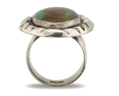 Navajo Ring 925 Silver Kingman Turquoise Native Artist Signed C Montoya C.80's