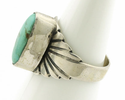 Navajo Ring .925 Silver Kingman Turquoise Artist Signed Apache C.80's