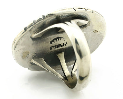 Navajo Ring .925 Silver Natural Uncolored Green Turquoise Signed Apache C.80's