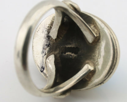 Navajo Ring .925 Silver Natural Blue Turquoise Native American Artist C.1980's