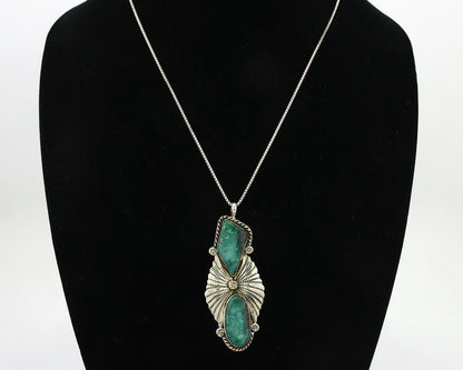 Navajo Nevada Turquoise Pendant .925 Silver Artist Signed M C.80's