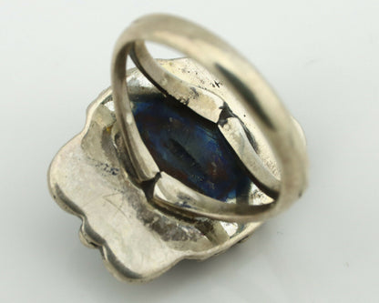 Navajo Ring .925 Silver Natural Turquoise Native American Artist C.80's