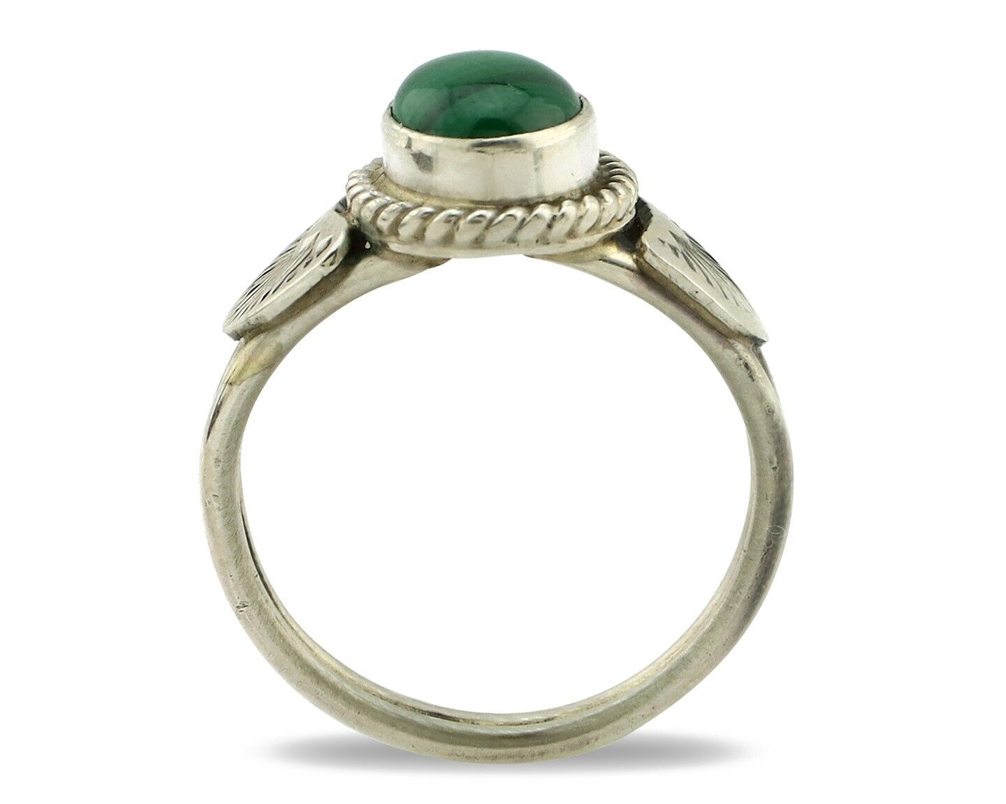 Navajo Ring 925 Silver Natural Mined Malachite Native American Artist C.80's